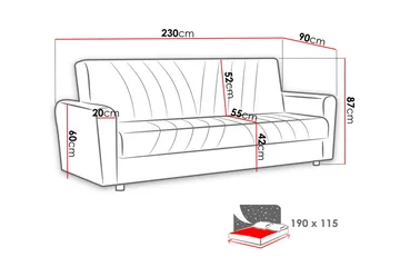 Torskudden Sovesofa 115x190 cm med Oppbevaring i Stoff - Grå - Møbler - Sofaer - Sovesofaer - 4 seters sovesofa