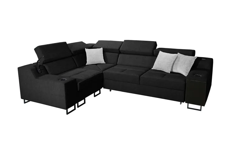 4-seters Sovesofa Venstre, Svart