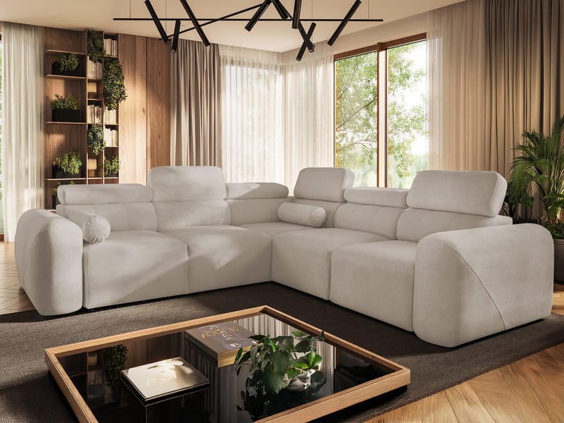 5-seters hjørnesovesofa VOLARE Velo 623 Høyrevendt - beige - Møbler - Sofaer - Sovesofaer - Hjørnesovesofa