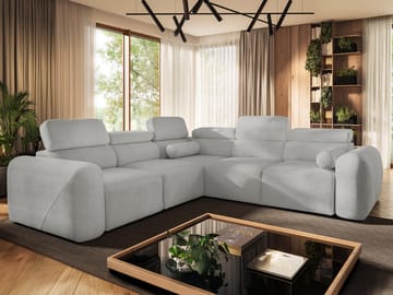 5-seters hjørnesovesofa VOLARE Velo 633 Venstrevendt - lysegrå - Møbler - Sofaer - Sovesofaer - Hjørnesovesofa