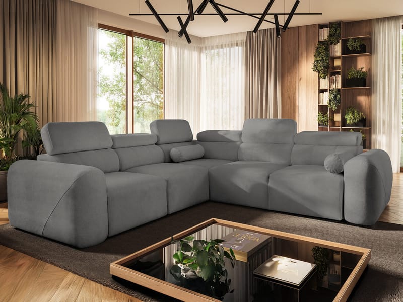5-seters hjørnesovesofa VOLARE Velo 635 Venstrevendt - mørkegrå - Møbler - Sofaer - Sovesofaer - Hjørnesovesofa