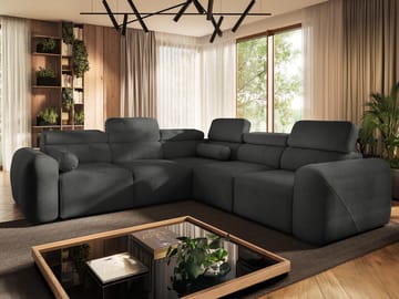 5-seters hjørnesovesofa VOLARE Velo 636 Høyrevendt - svart - Møbler - Sofaer - Sovesofaer - Hjørnesovesofa