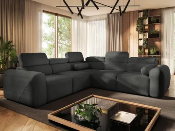 5-seters hjørnesovesofa VOLARE Velo 636 Venstrevendt - svart - Møbler - Sofaer - Sovesofaer - Hjørnesovesofa