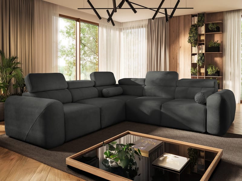 5-seters hjørnesovesofa VOLARE Velo 636 Venstrevendt - svart - Møbler - Sofaer - Sovesofaer - Hjørnesovesofa
