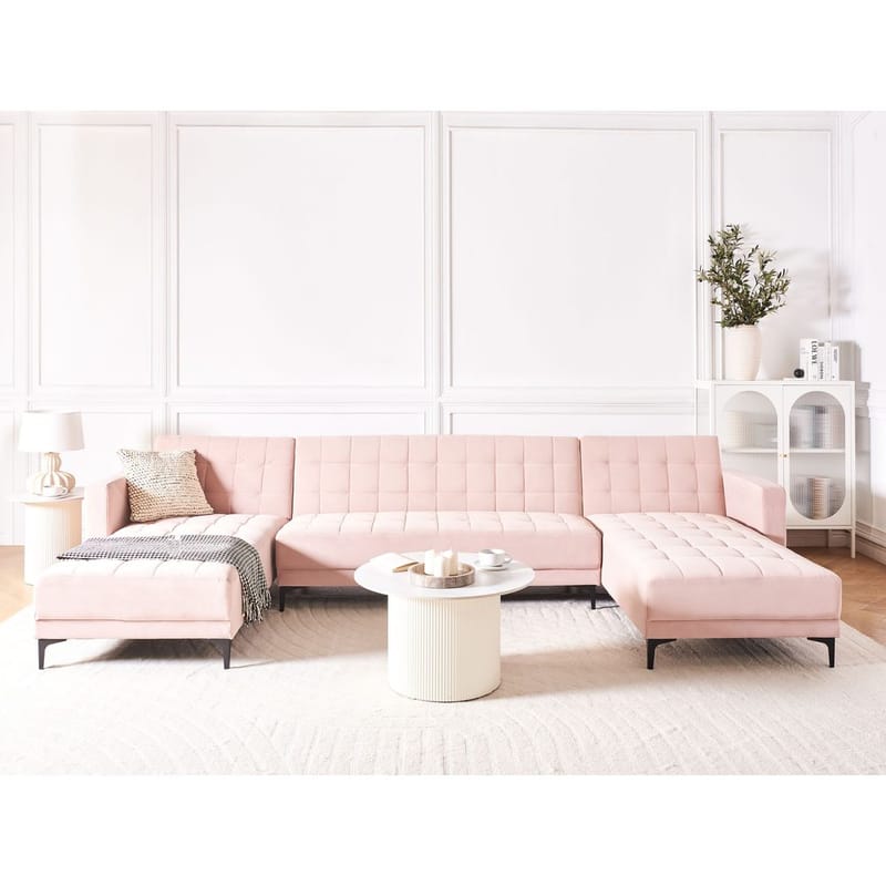 5-seters Sovesofa Aberdeen - Rosa, Svart/Fløyel - Møbler - Sofaer - Fløyelssofaer