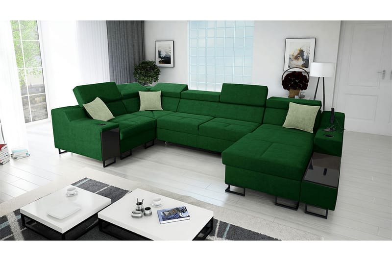 5-seters Sovesofa Høyre - Grønn - Møbler - Sofaer - Sovesofaer - Langsgående sovesofa