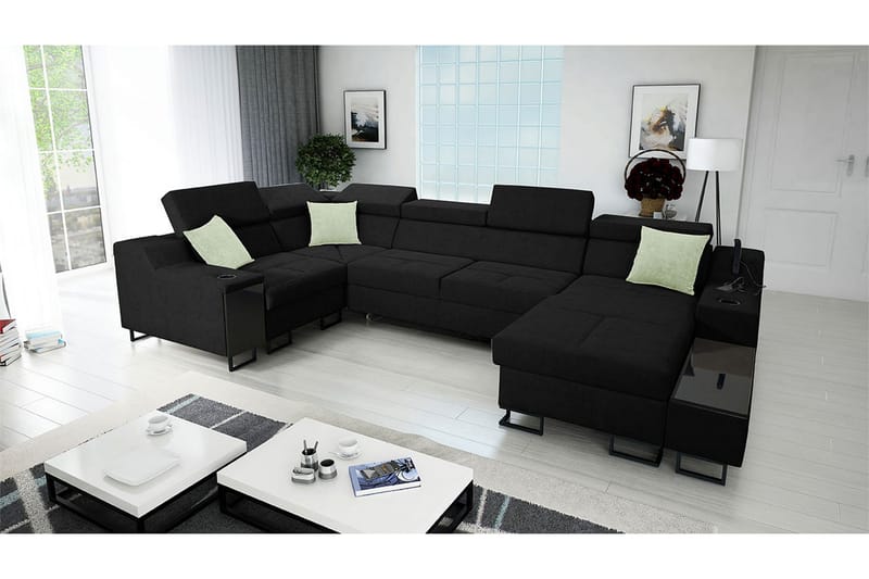 5-seters Sovesofa Høyre - Svart - Møbler - Sofaer - Sovesofaer - Hjørnesovesofa