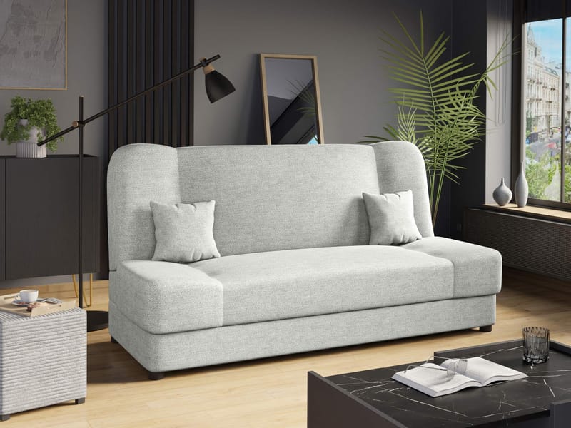 Abron 3-seter Foldbar Sovesofa 116x195 cm med Oppbevaring i Stoff - Grå - Møbler - Sofaer - Sovesofaer - 3 seters sovesofa