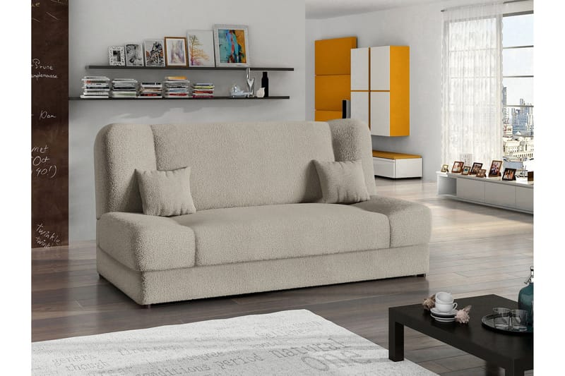 Abron 3-seter Sammenleggbar Sovesofa med Oppbevaring i Bouclé - Beige - Møbler - Sofaer - Sovesofaer - 3 seters sovesofa