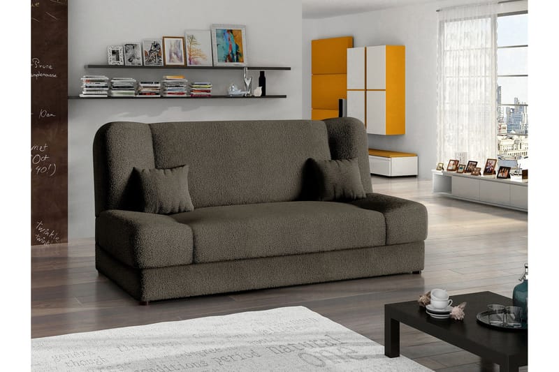 Abron 3-seter Sammenleggbar Sovesofa med Oppbevaring i Bouclé - Brun - Møbler - Sofaer - Sovesofaer - 3 seters sovesofa