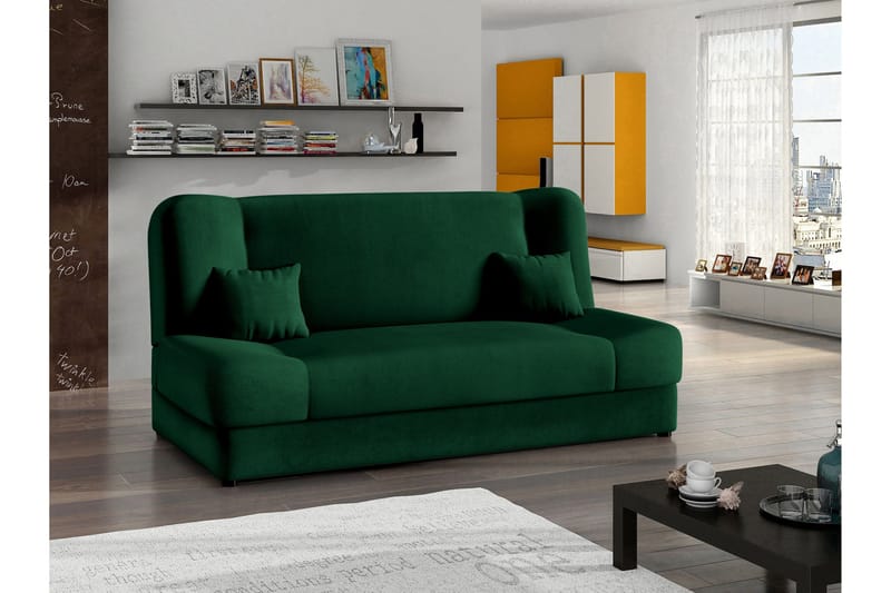 Abron 3-seter Sammenleggbar Sovesofa med Oppbevaring i Fløyel - Grønn - Møbler - Sofaer - Sovesofaer - 3 seters sovesofa