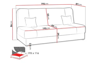 Abron Sovesofa 3-seter - Rosa - Møbler - Sofaer - Sovesofaer - 3 seters sovesofa