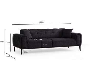 Adelphe 4-seters Sovesofa - Svart - Møbler - Sofaer - Sovesofaer - 4 seters sovesofa