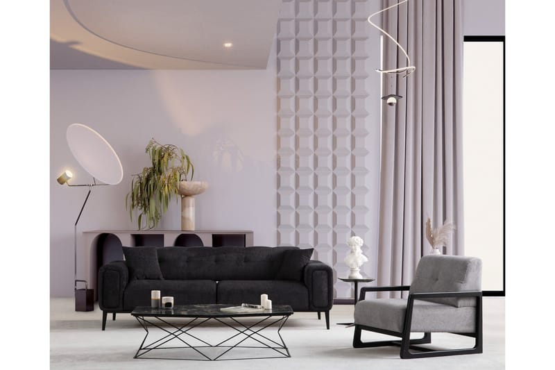 Adelphe 4-seters Sovesofa - Svart - Møbler - Sofaer - Sovesofaer - 4 seters sovesofa