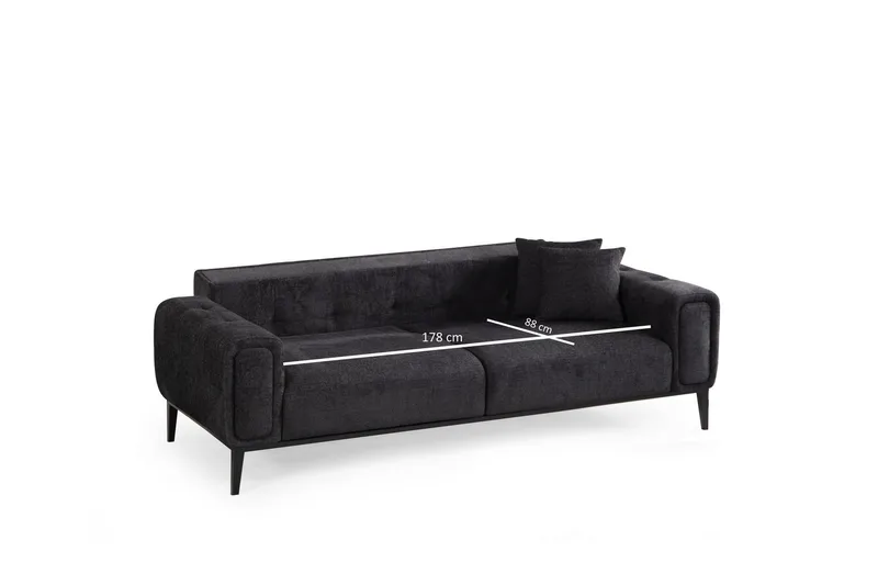 Adelphe 4-seters Sovesofa - Svart - Møbler - Sofaer - Sovesofaer - 4 seters sovesofa