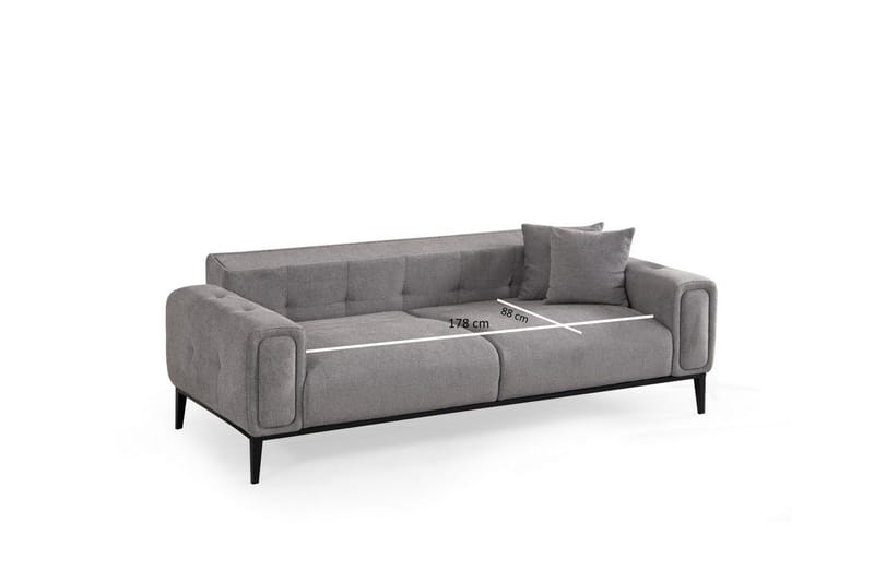 Adelphe Rektangulær Sovesofa 88x178 cm i Stoff - Grå - Møbler - Sofaer - Sovesofaer - 4 seters sovesofa