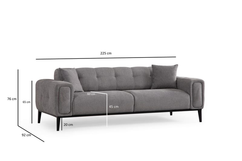 Adelphe Rektangulær Sovesofa 88x178 cm i Stoff - Grå - Møbler - Sofaer - Sovesofaer - 4 seters sovesofa