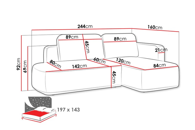 Afir Sovesofa Med 2-Seters Divan - Svart/Brun - Møbler - Sofaer - Sovesofaer - Sovesofa divan