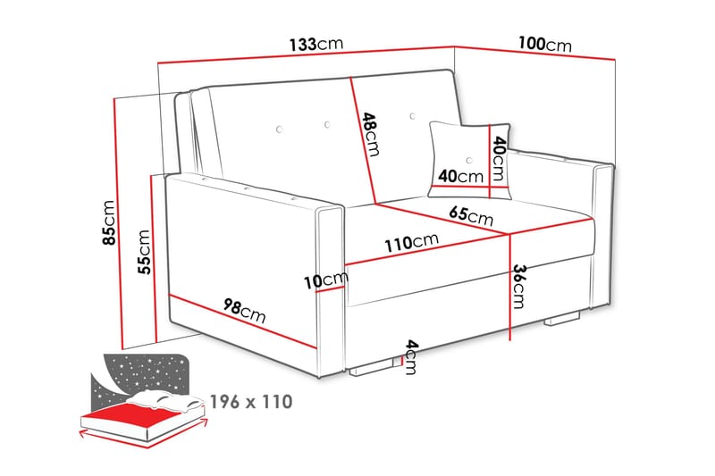 Ajiz Sovesofa 2-seter i Bouclé - Grå - Møbler - Sofaer - Sovesofaer - 2 seters sovesofa