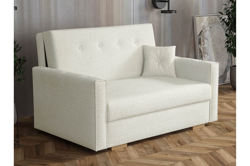 Ajiz Sovesofa 2-seter i Bouclé, Hvit