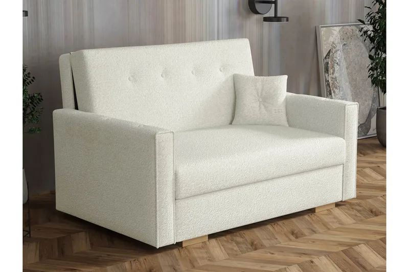 Ajiz Sovesofa 2-seter i Bouclé, Hvit