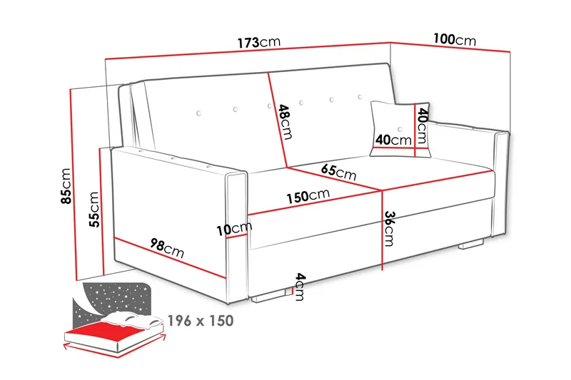 Ajiz Sovesofa 3-seter i Bouclé - Hvit - Møbler - Sofaer - Sovesofaer - 3 seters sovesofa