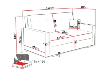 Ajiz Sovesofa 3-seter i Bouclé - Hvit - Møbler - Sofaer - Sovesofaer - 3 seters sovesofa