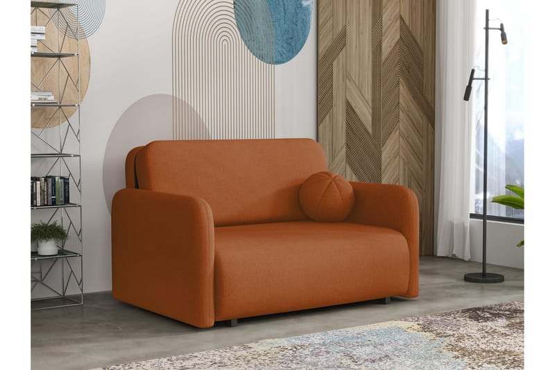 Ajmeri 2-seter Rektangulær Sovesofa med Oppbevaring i Stoff, Oransje