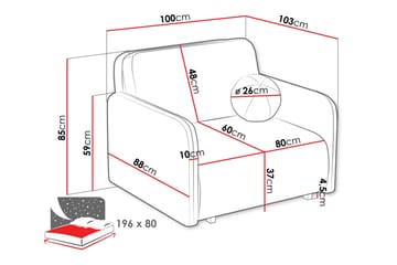 Ajmeri 2-seter Sovesofa 80x196 cm med Oppbevaring i Stoff - Grå - Møbler - Sofaer - Sovesofaer - 2 seters sovesofa