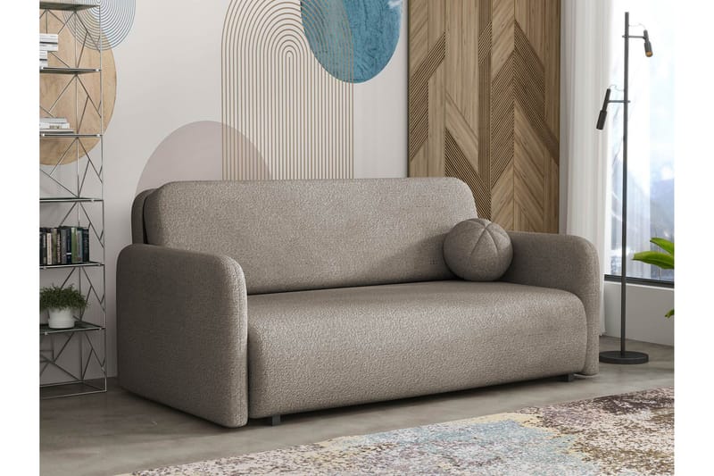 Ajmeri 3-seter Sovesofa 150x196 cm med Oppbevaring i Bouclé, Grå