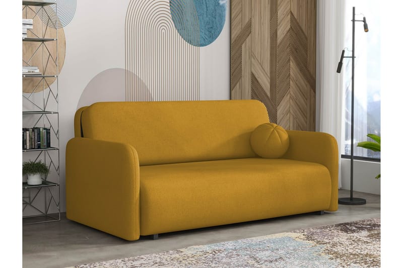 Ajmeri 3-seter Sovesofa 150x196 cm med Oppbevaring i Stoff, Gul