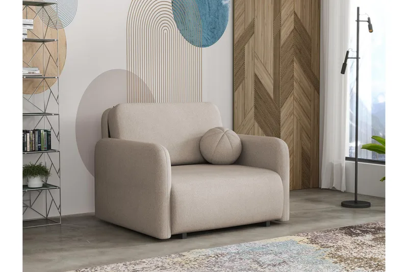 Ajmeri Sovesofa 2-seter i Plysj - Beige - Møbler - Sofaer - Sovesofaer - 2 seters sovesofa