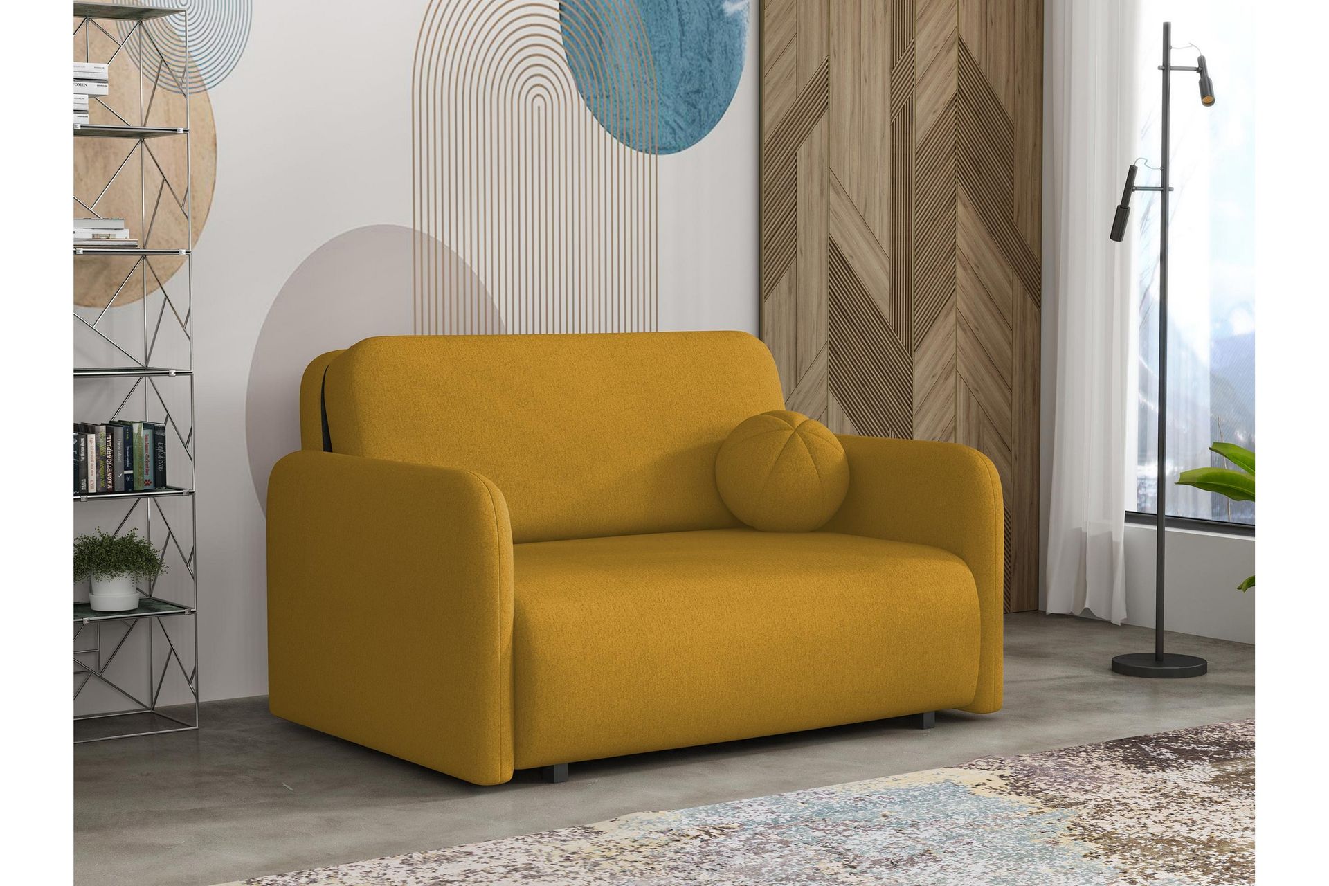 Ajmeri Sovesofa 2-seter i Plysj - Gul - Møbler - Sofaer - Sovesofaer - 2 seters sovesofa