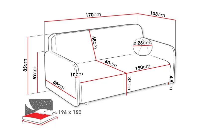 Ajmeri Sovesofa 3-seter i Bouclé - Beige - Møbler - Sofaer - Sovesofaer - 3 seters sovesofa