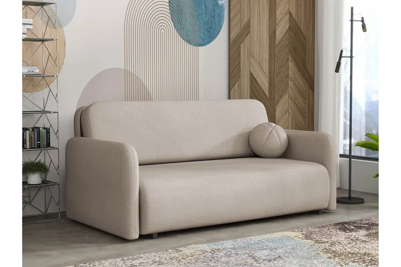 Ajmeri Sovesofa 3-seter i Plysj - Beige - Møbler - Sofaer - Sovesofaer - 3 seters sovesofa