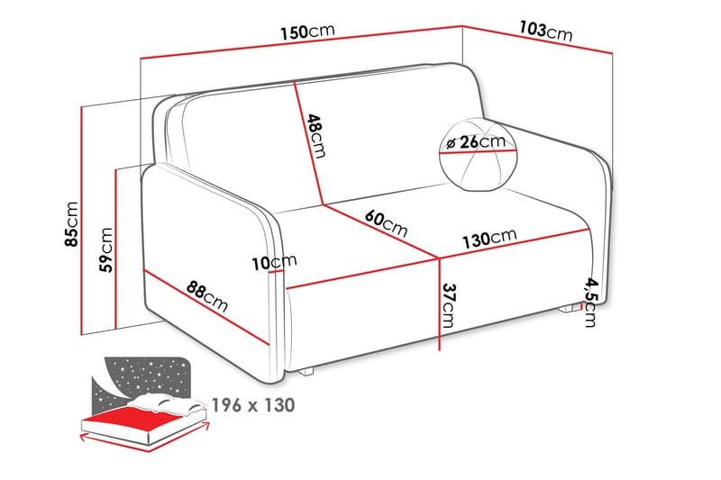 Ajmeri Sovesofa i Bouclé - Rosa - Møbler - Sofaer - Sovesofaer - 3 seters sovesofa