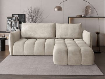 Aldvian 3-seters sovesofa med divan - beige - Møbler - Sofaer - Sovesofaer - Hjørnesovesofa