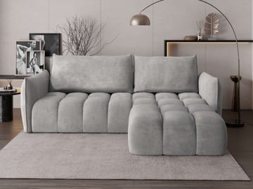 Aldvian 3-seters sovesofa med divan - grå - Møbler - Sofaer - Sovesofaer - Hjørnesovesofa
