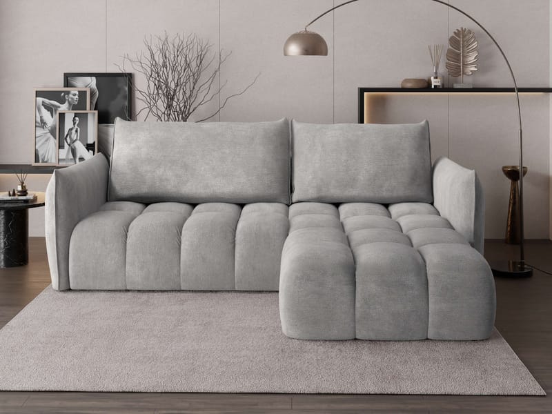 Aldvian 3-seters sovesofa med divan - grå - Møbler - Sofaer - Sovesofaer - Hjørnesovesofa