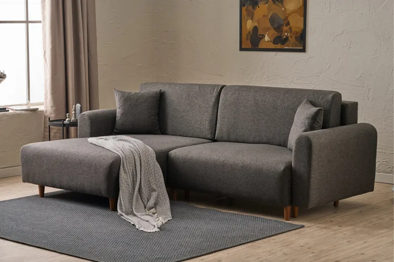 Alfie 4-seters Sovesofa med Divan - Antrasitt - Møbler - Sofaer - Sovesofaer - Sovesofa divan