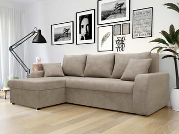 Alvared 3-seters sovesofa med divan venstre - Mørk beige - Møbler - Sofaer - Sovesofaer - Hjørnesovesofa