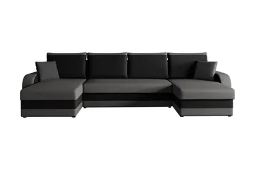 Alvared 4-seters Sovesofa med Dobbeldivan med Oppbevaring - Fløyel/Grå/Svart - Møbler - Sofaer - Sovesofaer - Sovesofa divan