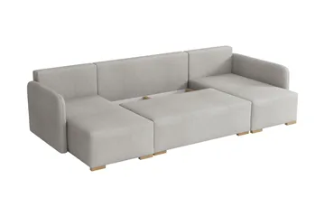 Amelus Sovesofa Dobbel Divan 4-Seter - Grå - Møbler - Sofaer - Sovesofaer - U sovesofa