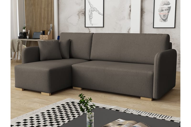 Amelus Sovesofa Med 4-Seters Divan - Brun - Møbler - Sofaer - Sovesofaer - Sovesofa divan