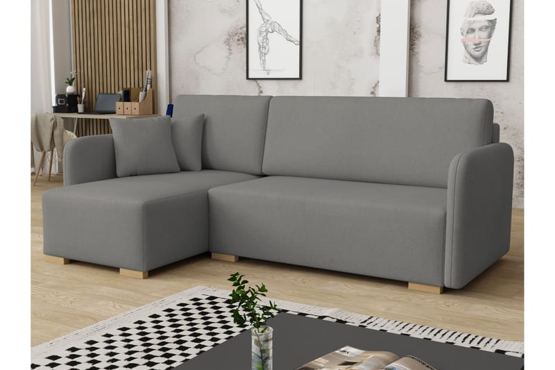 Amelus Sovesofa Med 4-Seters Divan - Grå - Møbler - Sofaer - Sovesofaer - Sovesofa divan
