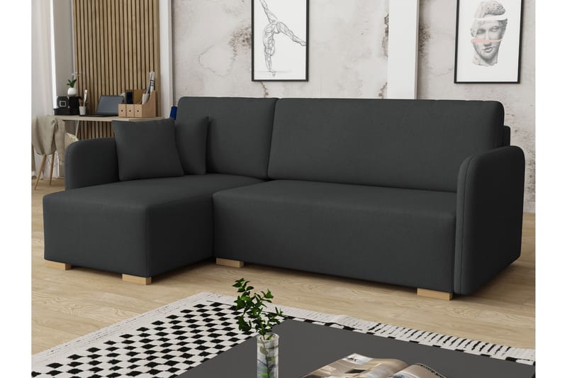 Amelus Sovesofa Med 4-Seters Divan - Grå - Møbler - Sofaer - Sovesofaer - Sovesofa divan