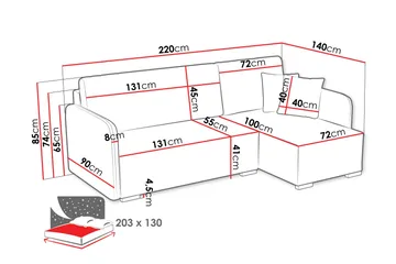 Amelus Sovesofa Med 4-Seters Divan - Grå - Møbler - Sofaer - Sovesofaer - Sovesofa divan