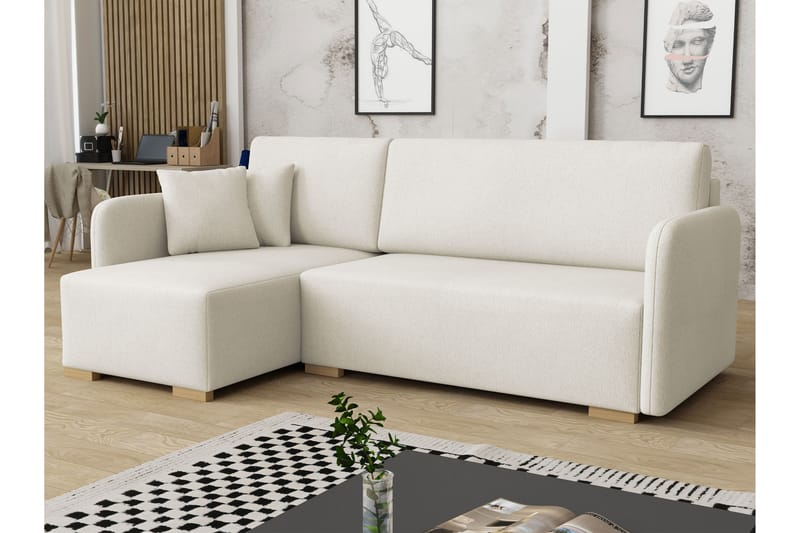 Amelus Sovesofa Med 4-Seters Divan - Hvit - Møbler - Sofaer - Sovesofaer - Sovesofa divan