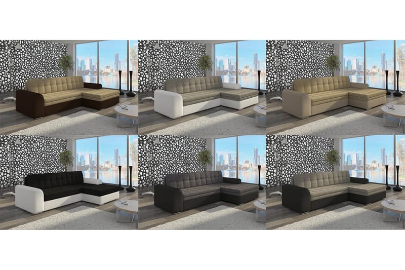Amerikana Hjørnesovesofa med Divan - Svart - Møbler - Sofaer - Sovesofaer - Sovesofa divan