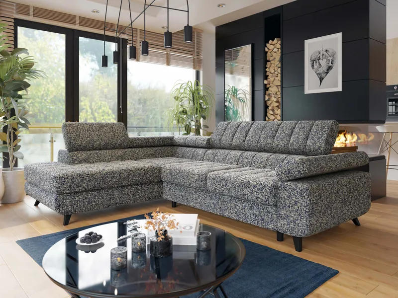 Amshyttan Sovesofa med sjeselong 4-seter, Blå